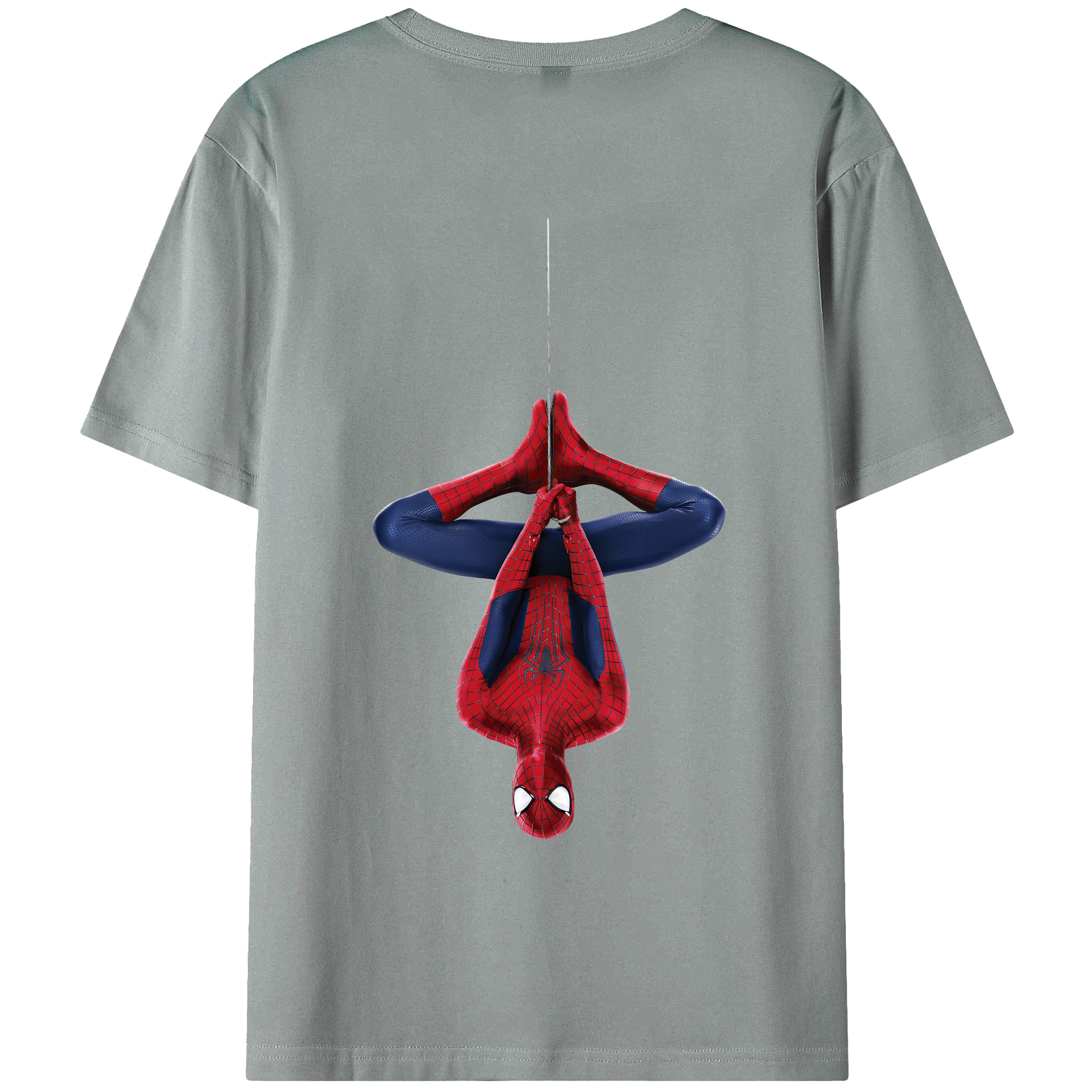 （画像用） Spider Man スパイダーマン 綿100％ メンズ半袖Tシャツ（バックプリント） 通気性